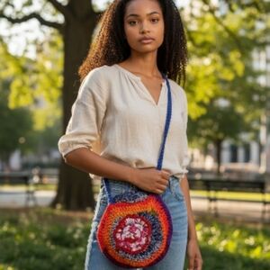 Vibrant Multicolor Crochet Crossbody Bag